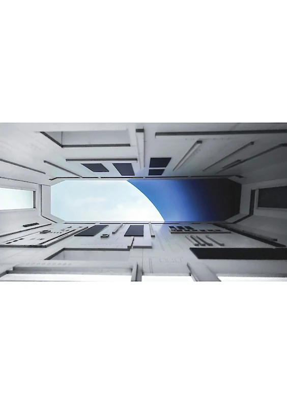 Main Shot: Photograph of the built model scene (based on the visual aesthetics of “A Space Odyssey”, directed by Stanley Kubrick, UK/USA, 1968)