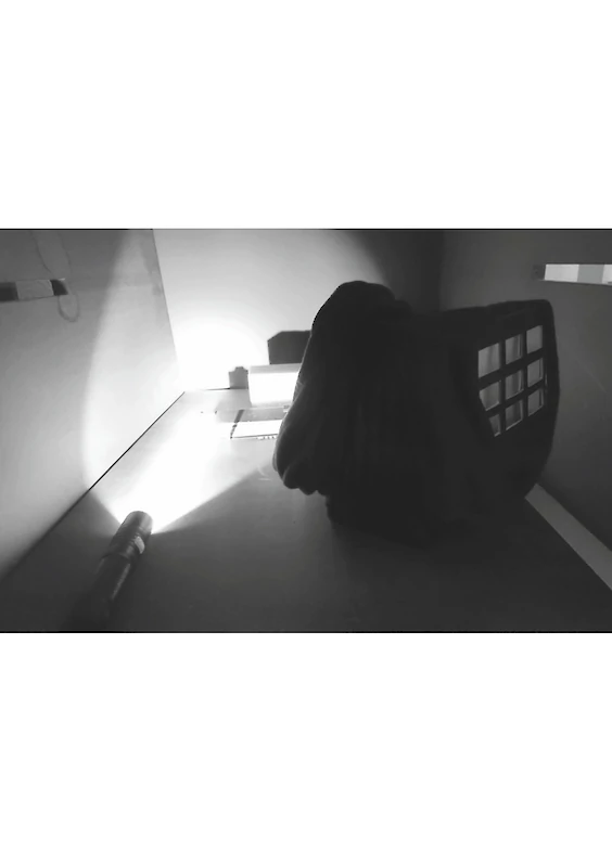 Main Shot: Photograph of the built model scene (based on the visual aesthetics of “A Space Odyssey”, directed by Stanley Kubrick, UK/USA, 1968)