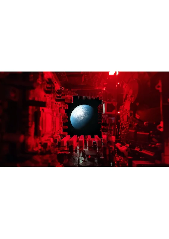 Main Shot: Photograph of the built model scene (based on the visual aesthetics of “A Space Odyssey”, directed by Stanley Kubrick, UK/USA, 1968)