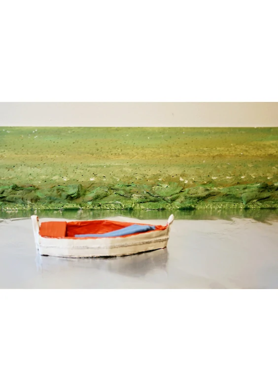 Main Shot: Photograph of the built model scene (based on the visual aesthetics of “Pierrot le Fou”, directed by Jean-Luc Godard, France, 1965)