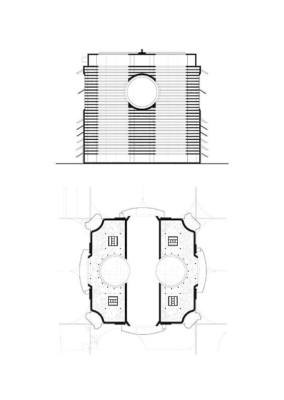 Project: MULTINATIONAL CORP. HEADQUARTERS; Section and floor plan