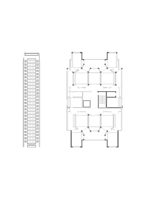 Project: ECLECTIC MULTI-STORY HOUSING; Elevation and floor plan