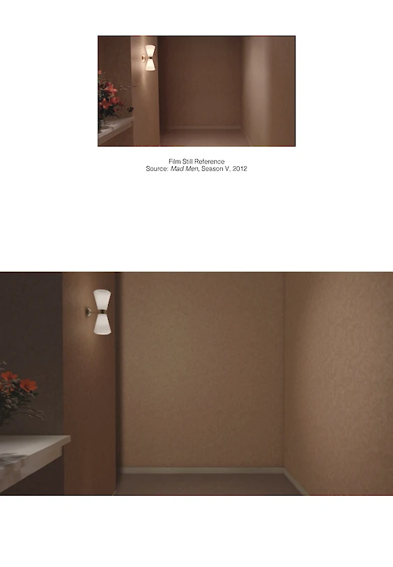 Reconstructed film still: Final rendering (below)