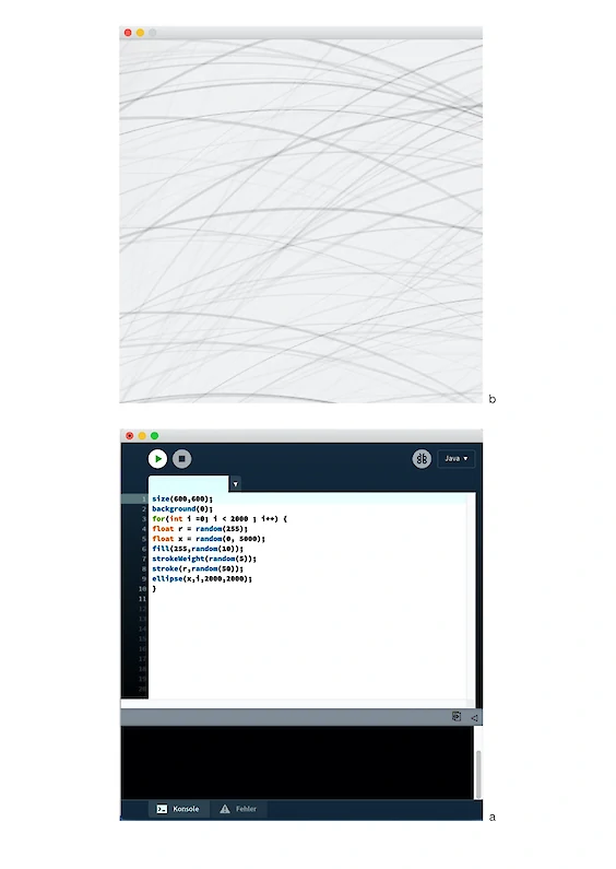 Editor window (a) and output display window (b)
