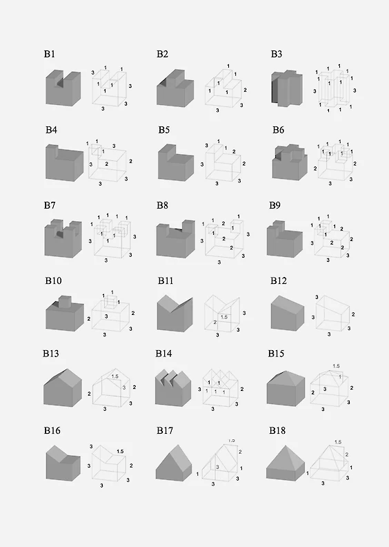 Template Volumetries, Bodies B1 - B18